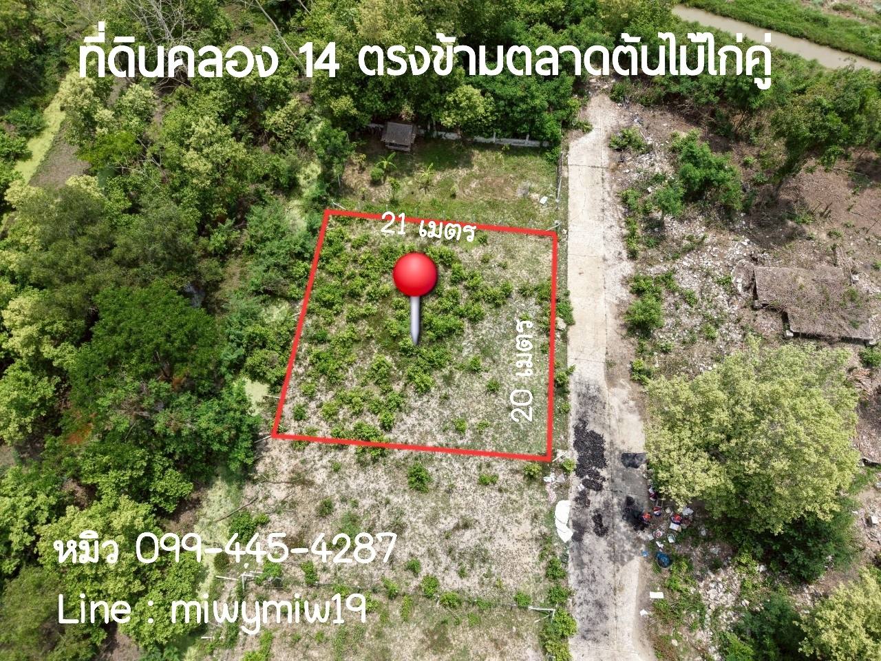 ขายที่ดิน คลอง 14 ธัญบุรี ปทุมธานี ตรงข้ามตลาดไก่คู่ 100วา ราคาถูก
