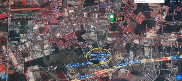 ขายที่ดินเปล่าพร้อมถม...ติดนิคมอุตสาหกรรมสมุทรสาคร ต.ท่าทราย อ.เมือง จ.สมุทรสาคร ผังเมืองสีชมพู